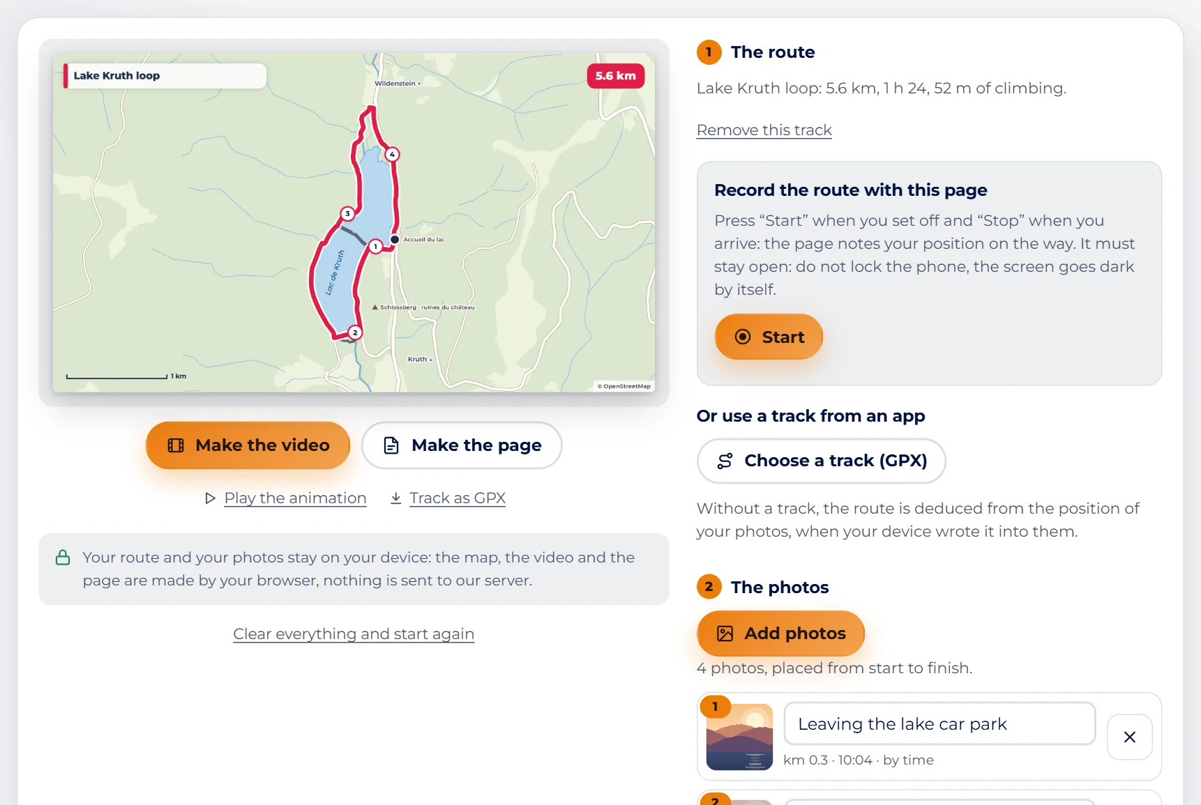 Screenshot : Or give the track from an app