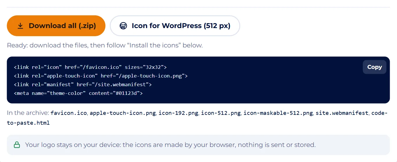 Screenshot : Download the files
