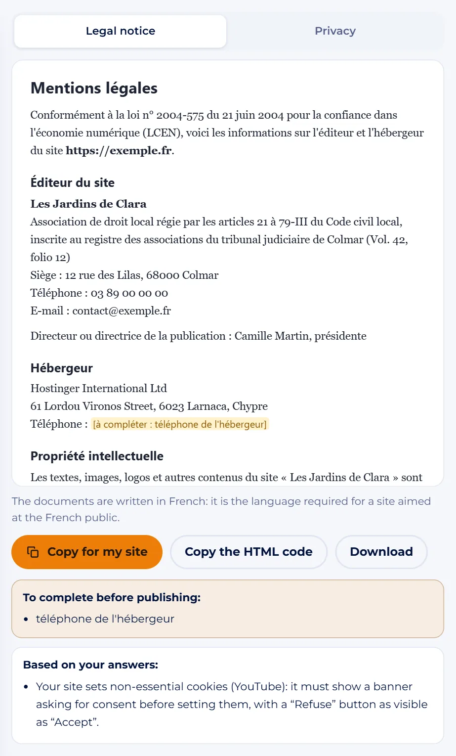 Screenshot : Read the preview and the “To complete” list