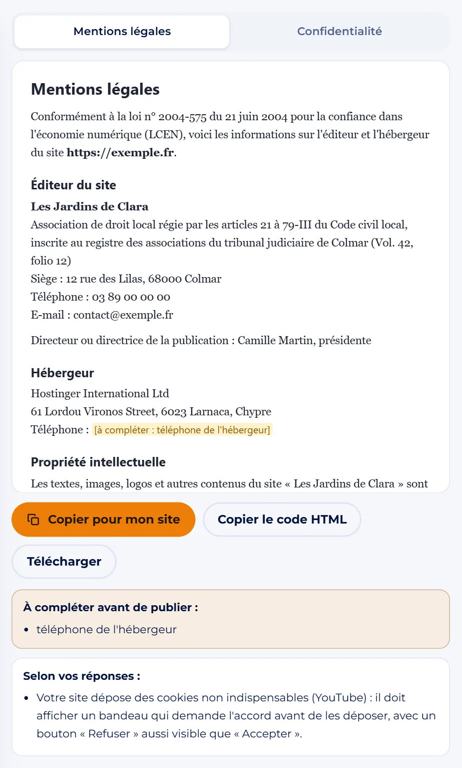 Capture d'écran : Relisez l'aperçu et la liste « À compléter »