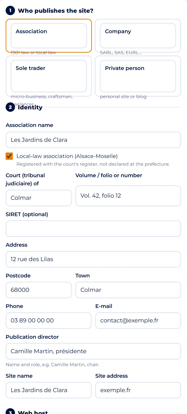 Screenshot : Fill in your identity