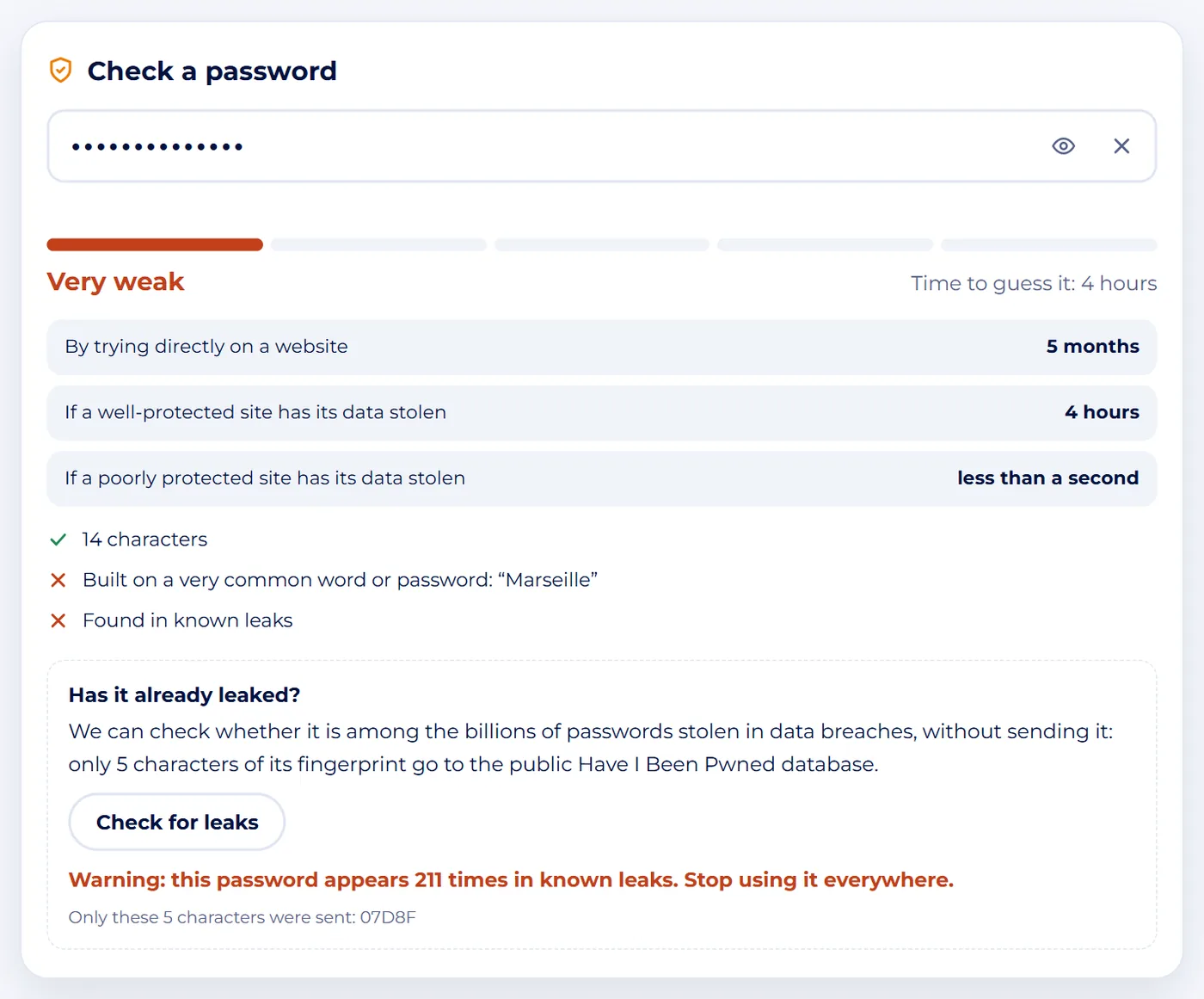 Screenshot : Check whether it has already leaked