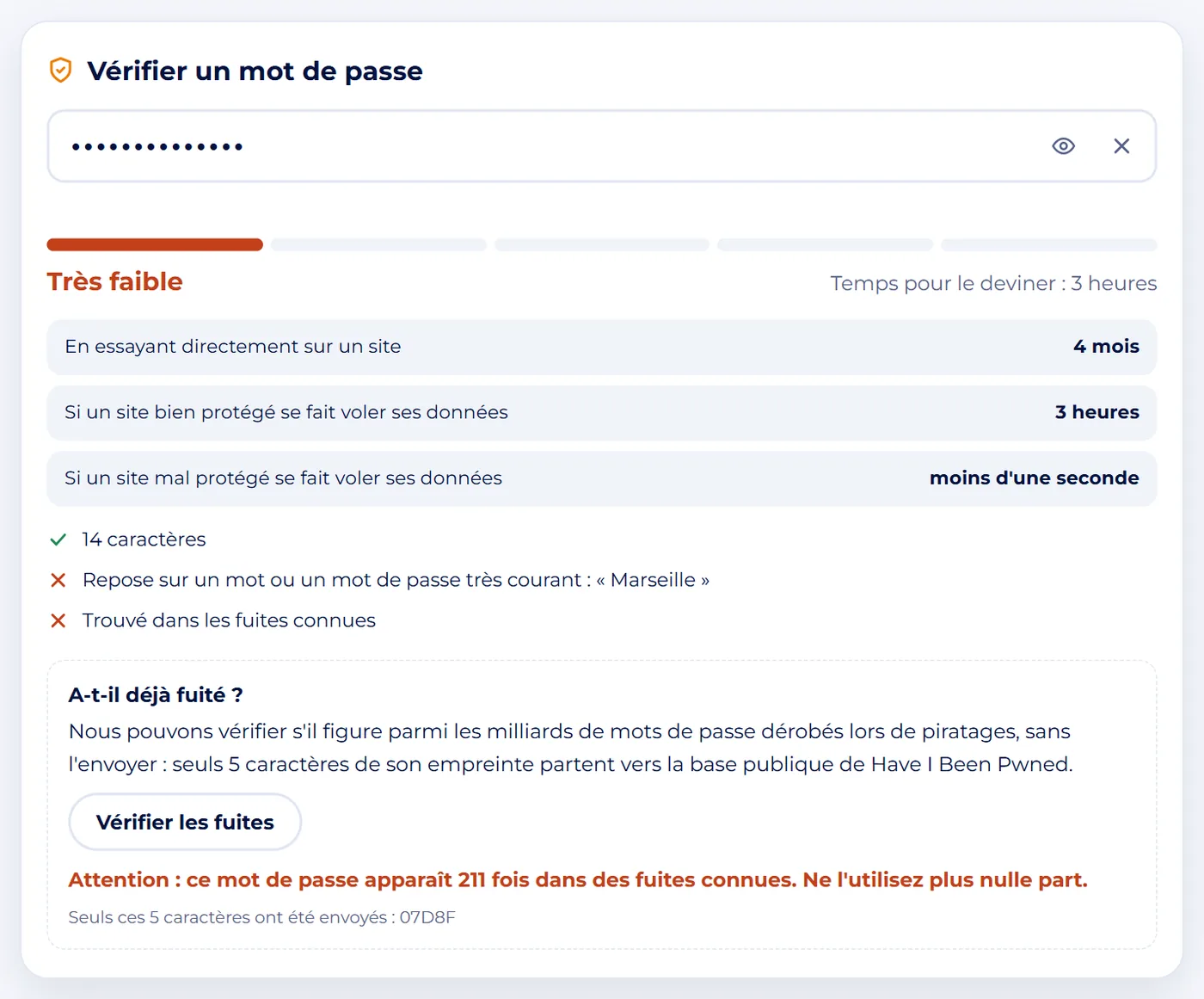 Capture d'écran : Vérifiez s'il a déjà fuité