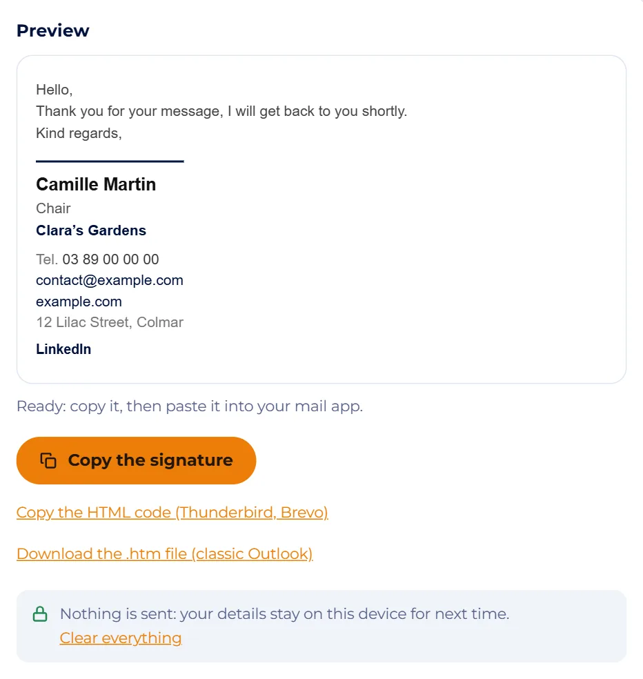 Screenshot : Check the preview and copy