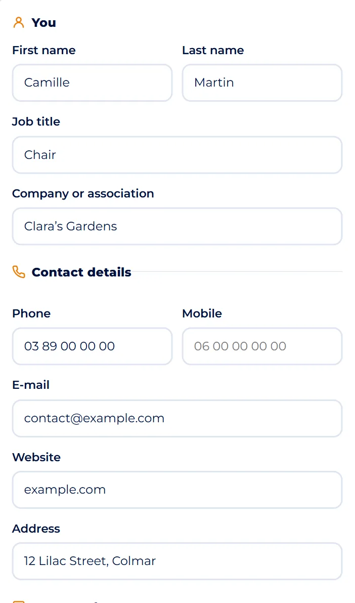 Screenshot : Fill in your details