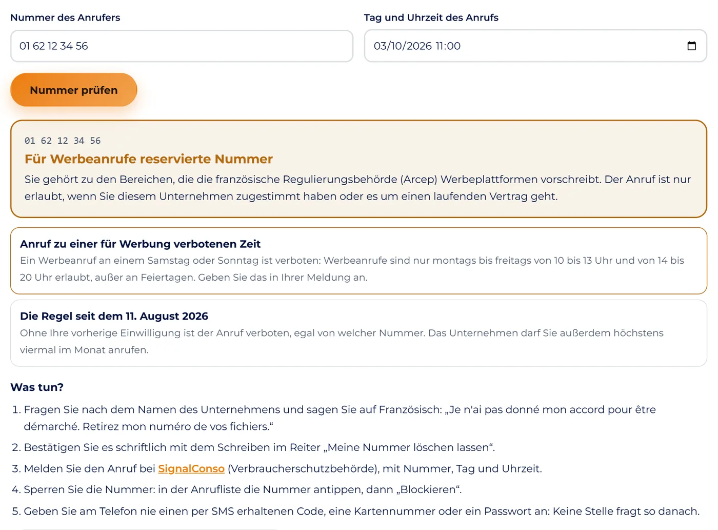 Bildschirmfoto : Das Ergebnis lesen